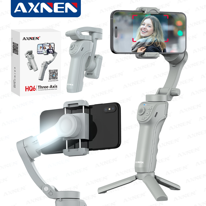 Drone Gimbal For Gopro - HQ6 3-Achsen-Gimbal-Handstabilisator für Mobiltelefone, mit Fülllicht,